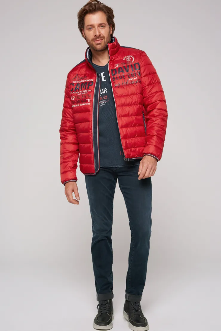 CAMP DAVID & SOCCX Leichte Steppjacke mit Logo Prints und Tapes royal red royalred Discount