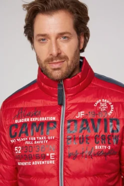 CAMP DAVID & SOCCX Leichte Steppjacke mit Logo Prints und Tapes royal red royalred Discount