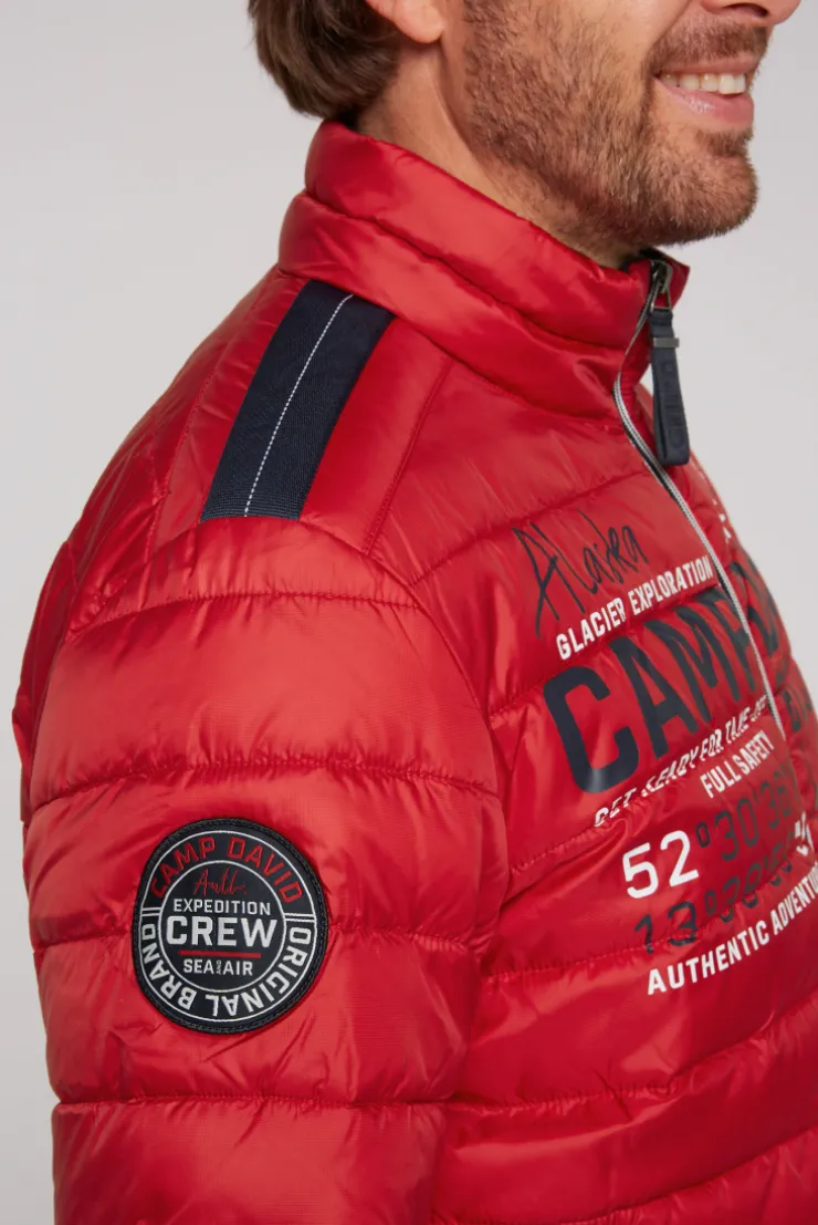 CAMP DAVID & SOCCX Leichte Steppjacke mit Logo Prints und Tapes royal red royalred Discount