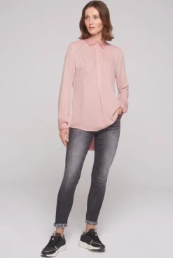 CAMP DAVID & SOCCX Longbluse Oil Dyed mit Logo aus Schmucksteinen rose blush roseblush Fashion