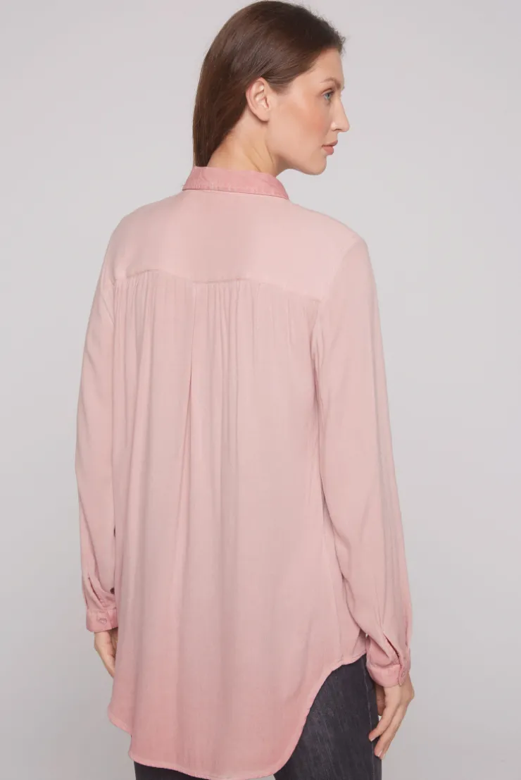 CAMP DAVID & SOCCX Longbluse Oil Dyed mit Logo aus Schmucksteinen rose blush roseblush Fashion