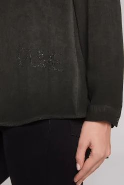 CAMP DAVID & SOCCX Longbluse Oil Dyed mit Logo aus Schmucksteinen black Discount
