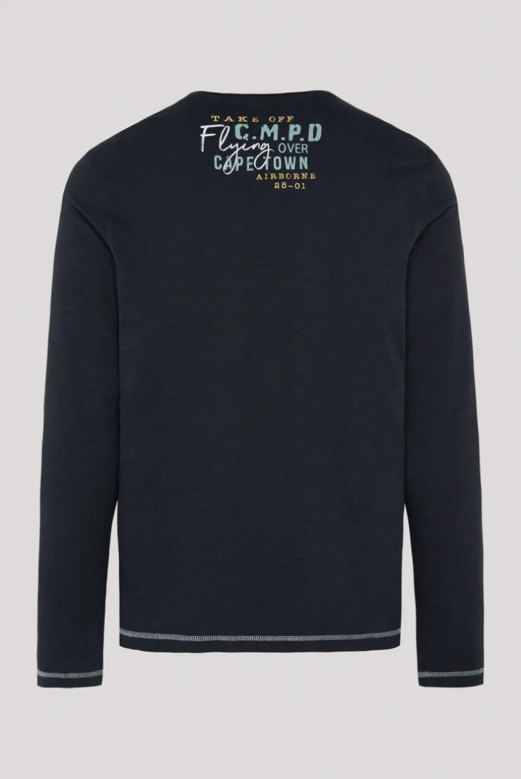 CAMP DAVID & SOCCX Longsleeve mit Flockprint blue navy bluenavy Flash Sale