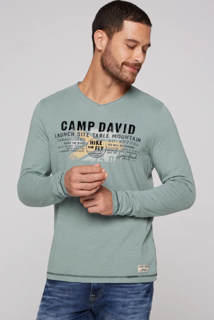 CAMP DAVID & SOCCX Longsleeve mit Flockprint teal Flash Sale