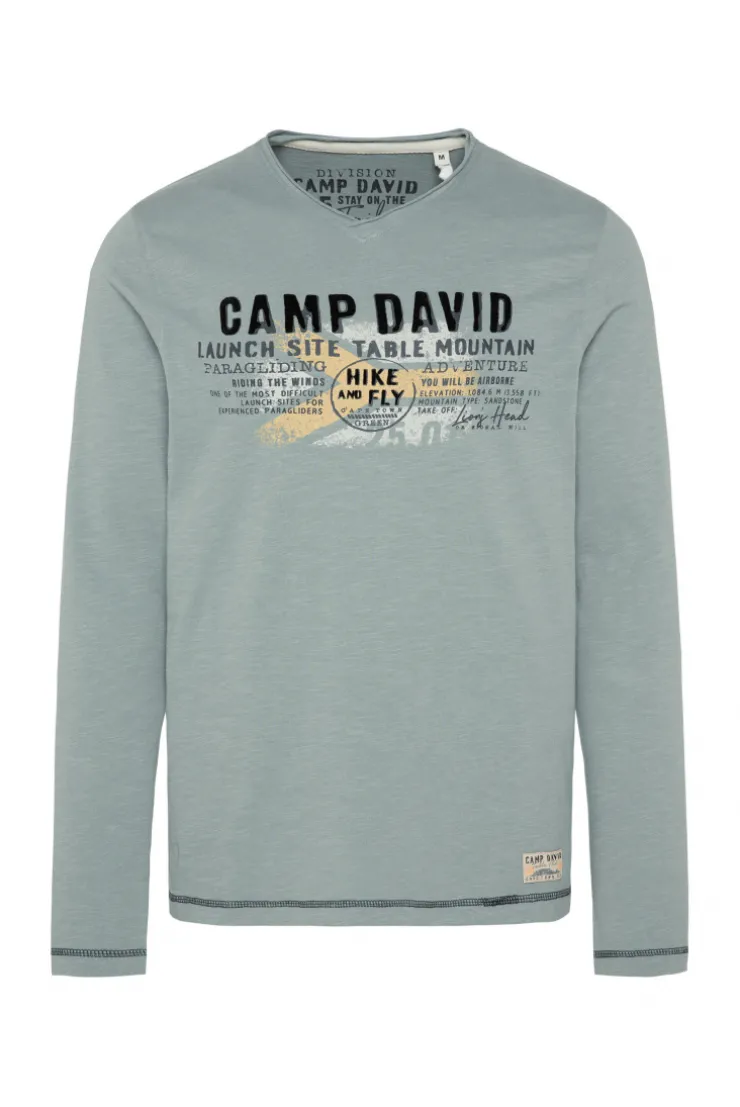 CAMP DAVID & SOCCX Longsleeve mit Flockprint teal Flash Sale