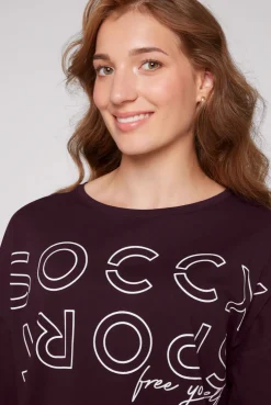 CAMP DAVID & SOCCX Longsleeve mit Logo Prints und verstellbaren Elastiksaum deep plum deepplum Discount