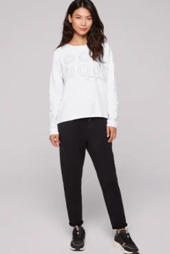 CAMP DAVID & SOCCX Longsleeve mit Logo Prints und verstellbaren Elastiksaum opticwhite Fashion