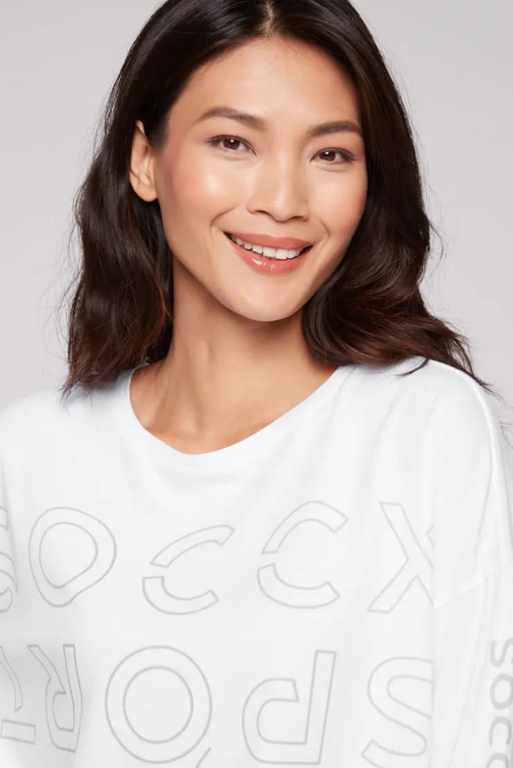 CAMP DAVID & SOCCX Longsleeve mit Logo Prints und verstellbaren Elastiksaum opticwhite Fashion