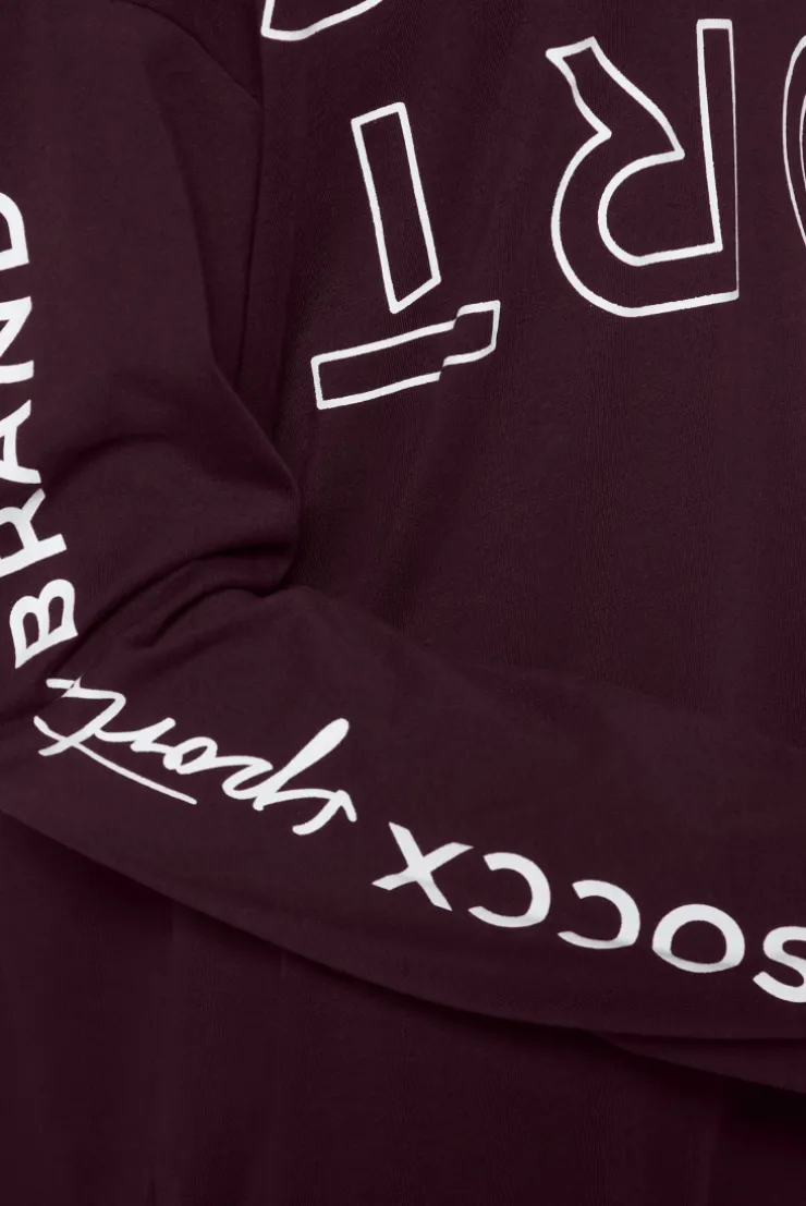 CAMP DAVID & SOCCX Longsleeve mit Logo Prints und verstellbaren Elastiksaum deep plum deepplum Flash Sale