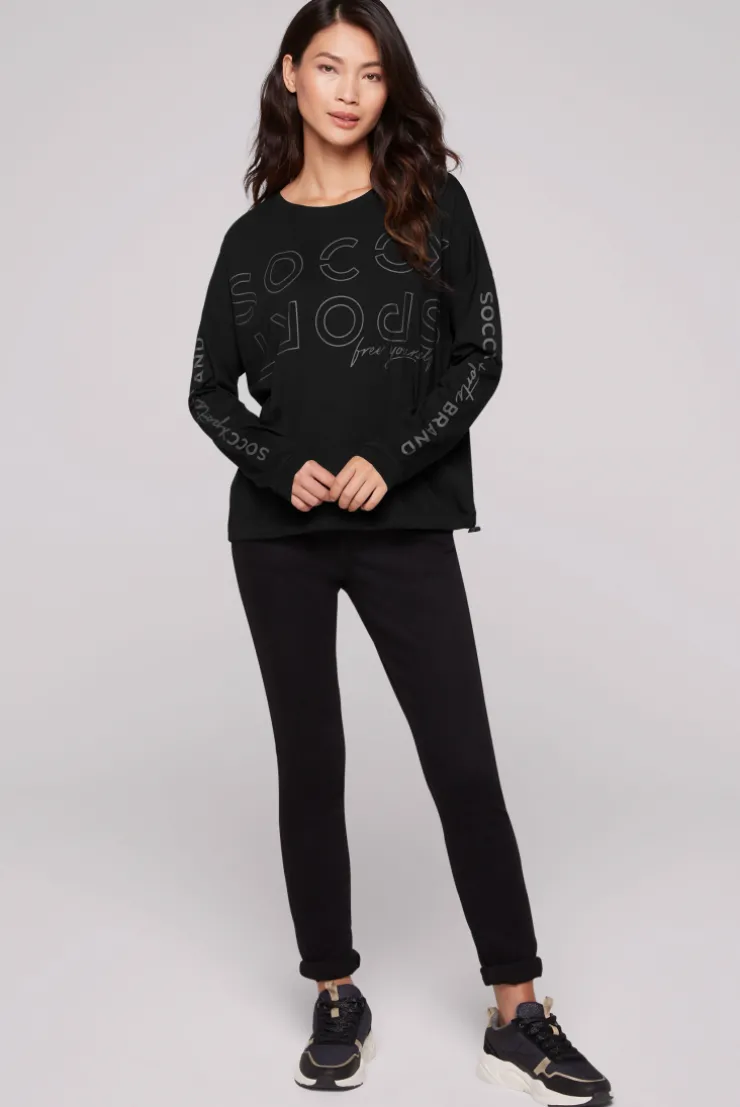 CAMP DAVID & SOCCX Longsleeve mit Logo Prints und verstellbaren Elastiksaum black New