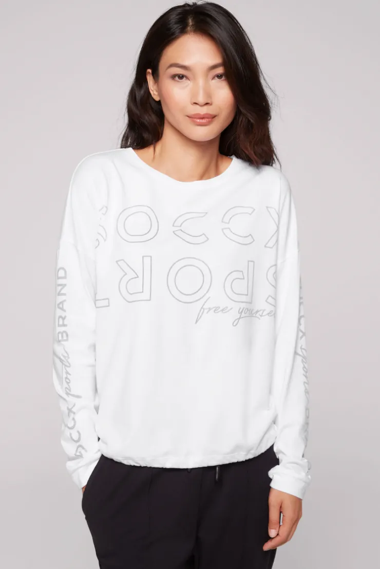CAMP DAVID & SOCCX Longsleeve mit Logo Prints und verstellbaren Elastiksaum opticwhite Outlet