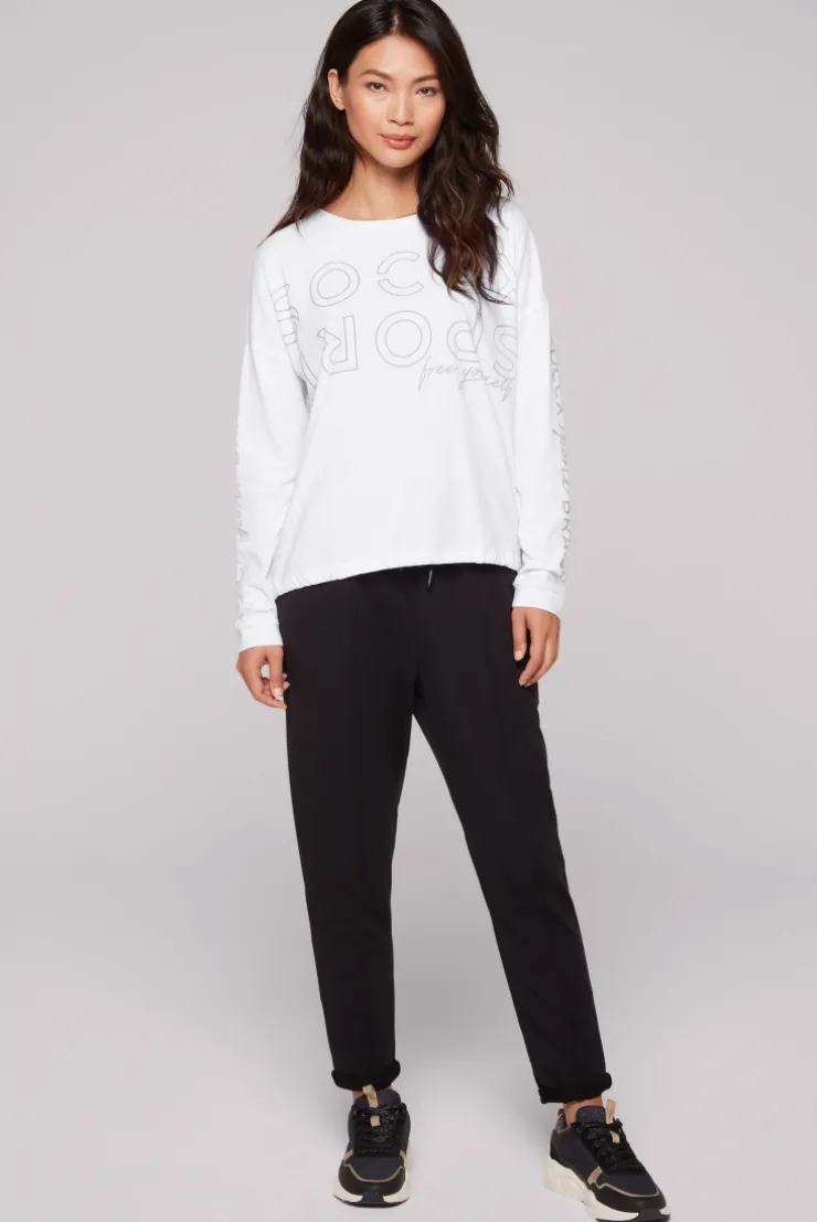 CAMP DAVID & SOCCX Longsleeve mit Logo Prints und verstellbaren Elastiksaum opticwhite Outlet