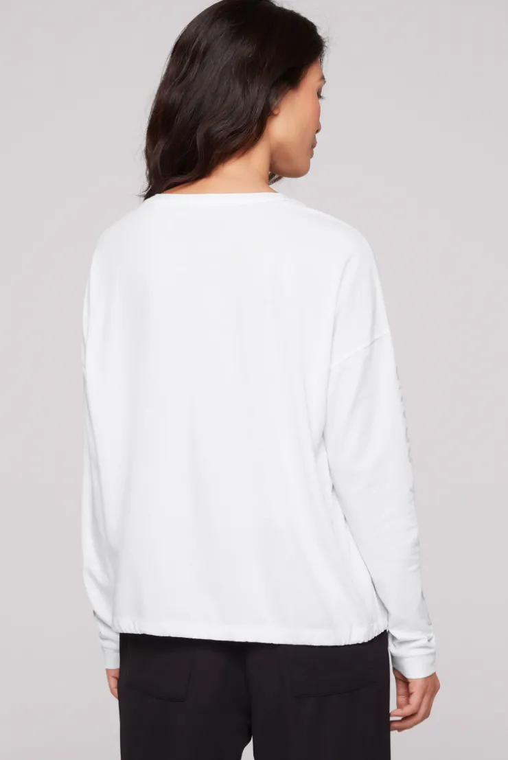CAMP DAVID & SOCCX Longsleeve mit Logo Prints und verstellbaren Elastiksaum opticwhite Outlet