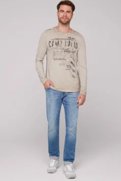 CAMP DAVID & SOCCX Longsleeve mit Tapes und Logo-Applikationen fossil brown fossilbrown New