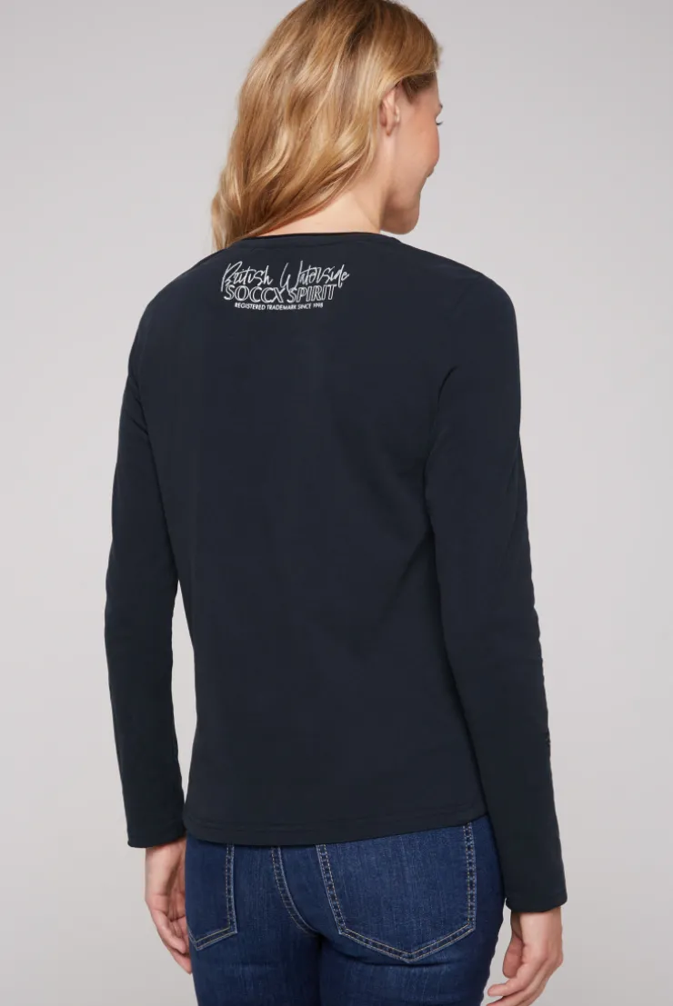 CAMP DAVID & SOCCX Longsleeve mit V-Ausschnitt und Glitter-Puff-Prints blue navy bluenavy Shop