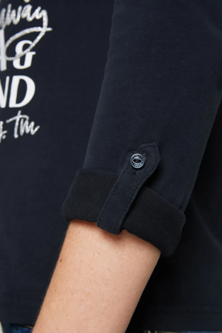 CAMP DAVID & SOCCX Longsleeve mit V-Ausschnitt und Glitter-Puff-Prints blue navy bluenavy Shop