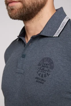 CAMP DAVID & SOCCX Meliertes Poloshirt mit Two-Tone-Details blue navy melange bluenavymelange Outlet
