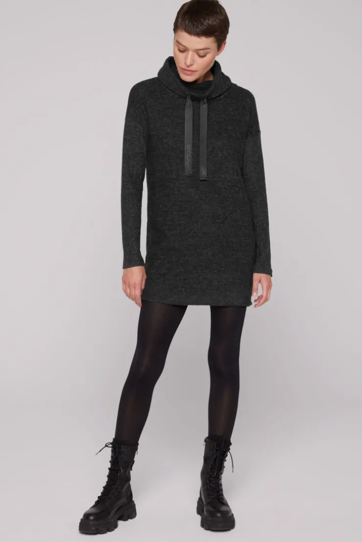 CAMP DAVID & SOCCX Meliertes Strickkleid mit Rollkragen black melange blackmelange Discount