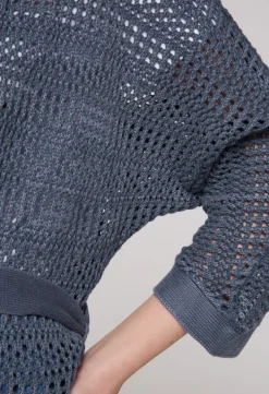 CAMP DAVID & SOCCX Mesh-Cardigan mit Glitzerstein-Wording blueberry Discount