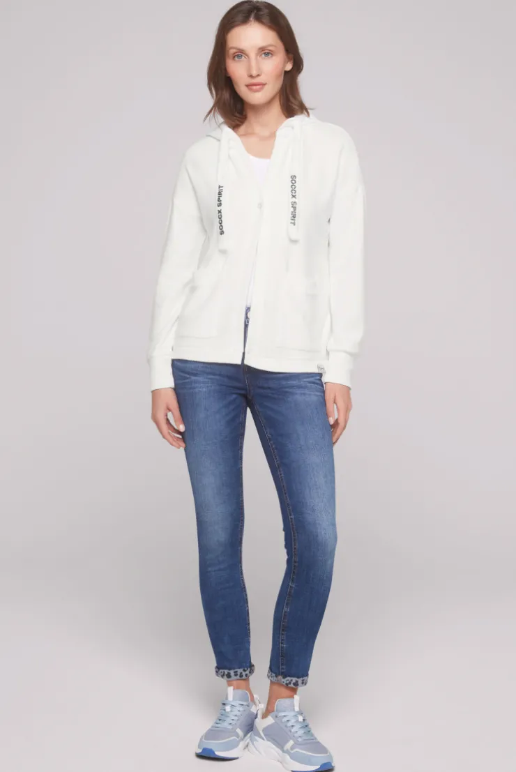 CAMP DAVID & SOCCX Offener Kurz-Cardigan mit Kapuze ivory Shop