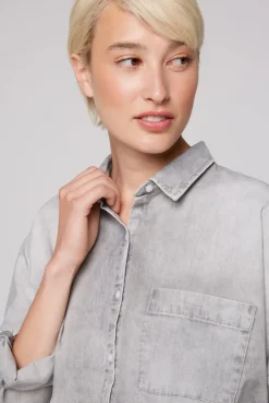 CAMP DAVID & SOCCX Oversized Denim-Bluse mit Print light grey bleached lightgreybleached Store