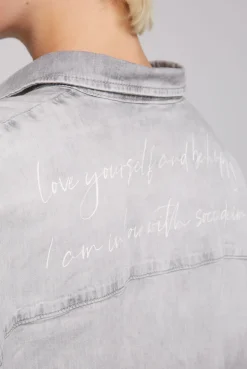CAMP DAVID & SOCCX Oversized Denim-Bluse mit Print light grey bleached lightgreybleached Store