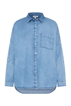 CAMP DAVID & SOCCX Oversized Denim-Bluse mit Print blue vintage bluevintage Cheap