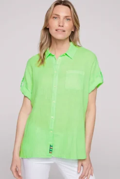 CAMP DAVID & SOCCX Oversized Leinenbluse mit Logostickerei fresh lime freshlime Best