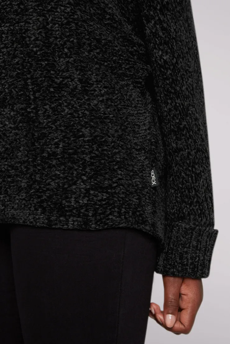 CAMP DAVID & SOCCX Oversized Rollkragenpullover aus Chenille black Clearance