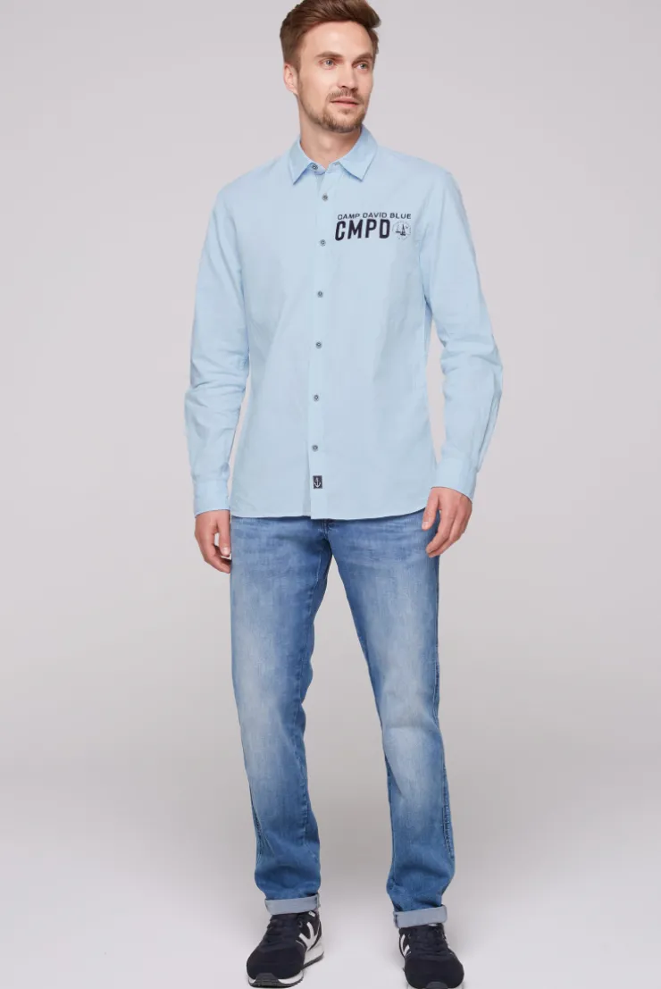 CAMP DAVID & SOCCX Oxford-Langarmhemd mit Logo-Stickereien summer blue summerblue New