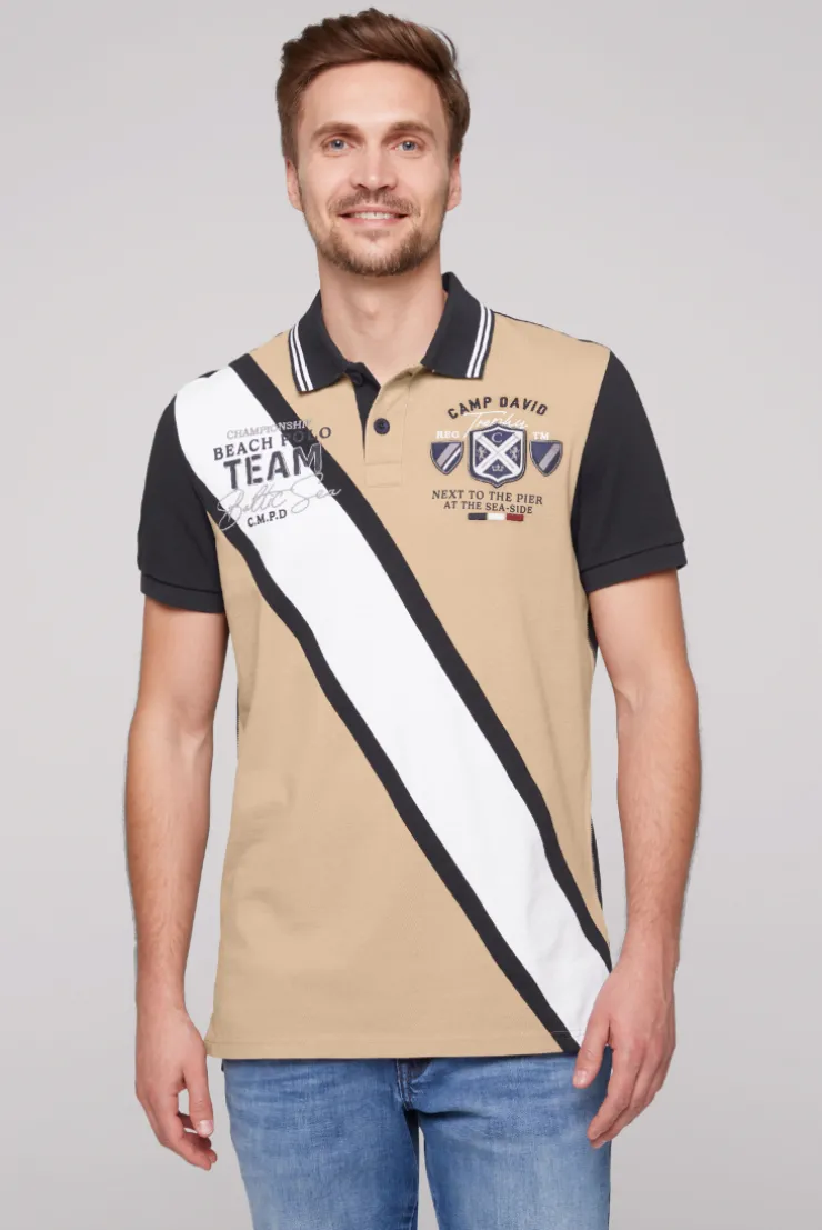 CAMP DAVID & SOCCX Pikee-Polo mit Color-Blocking und Artworks tan Shop