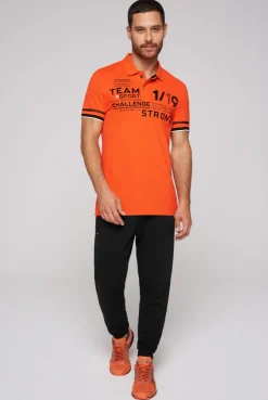 CAMP DAVID & SOCCX Pikee-Polo mit Flockprint signal orange signalorange Discount