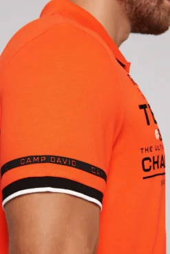 CAMP DAVID & SOCCX Pikee-Polo mit Flockprint signal orange signalorange Discount