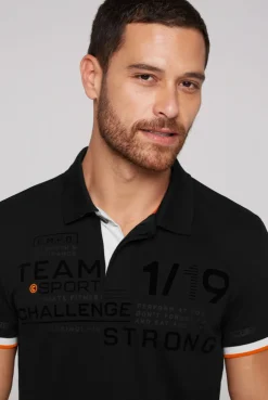 CAMP DAVID & SOCCX Pikee-Polo mit Flockprint black Cheap