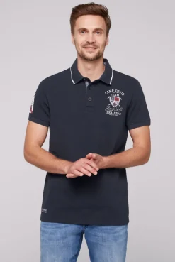 CAMP DAVID & SOCCX Pikee-Polo mit Label Patches und Stickereien blue navy bluenavy Hot