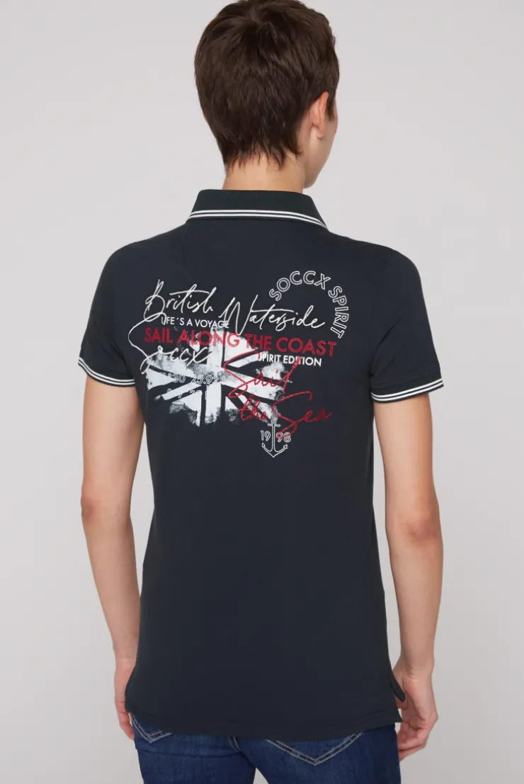 CAMP DAVID & SOCCX Pikee-Polo mit Rücken-Artwork blue navy bluenavy Outlet