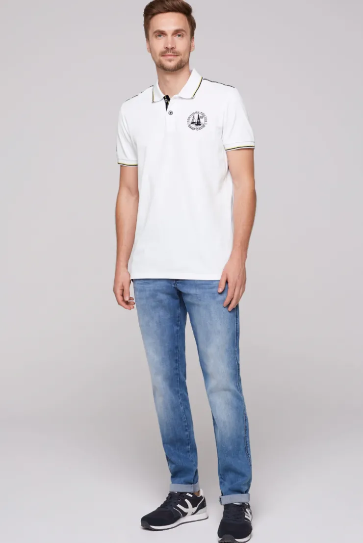 CAMP DAVID & SOCCX Pikee-Polo mit Tipping-Effekten opticwhite Clearance