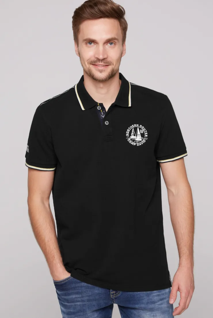 CAMP DAVID & SOCCX Pikee-Polo mit Tipping-Effekten black Outlet