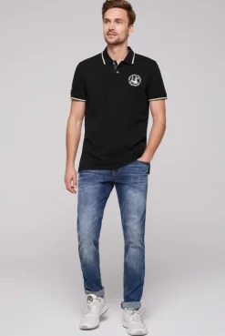 CAMP DAVID & SOCCX Pikee-Polo mit Tipping-Effekten black Outlet
