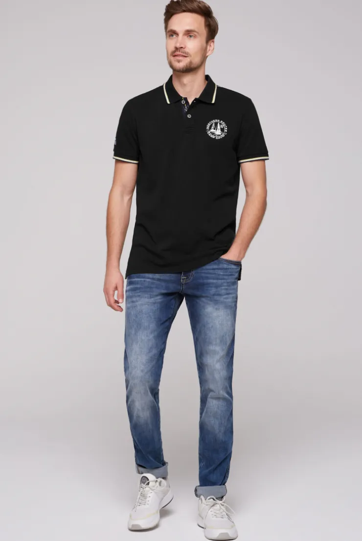 CAMP DAVID & SOCCX Pikee-Polo mit Tipping-Effekten black Outlet