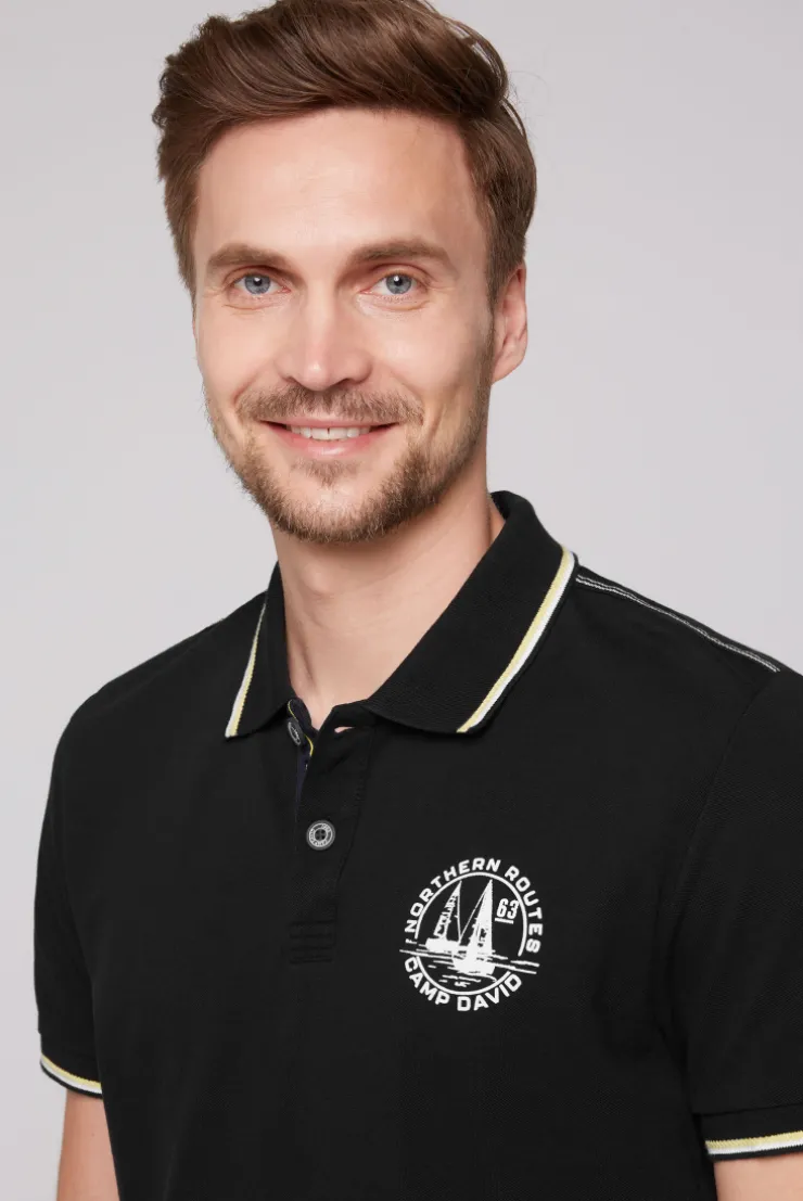 CAMP DAVID & SOCCX Pikee-Polo mit Tipping-Effekten black Outlet