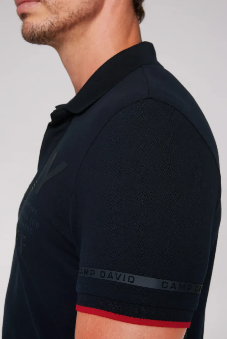 CAMP DAVID & SOCCX Pikee-Polo mit tonigem Rubber Artwork blue navy bluenavy Hot