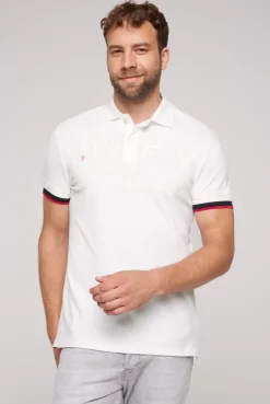 CAMP DAVID & SOCCX Pikee-Polo mit tonigem Rubber Artwork white Clearance