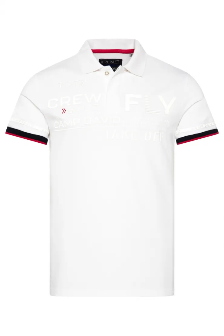 CAMP DAVID & SOCCX Pikee-Polo mit tonigem Rubber Artwork white Clearance
