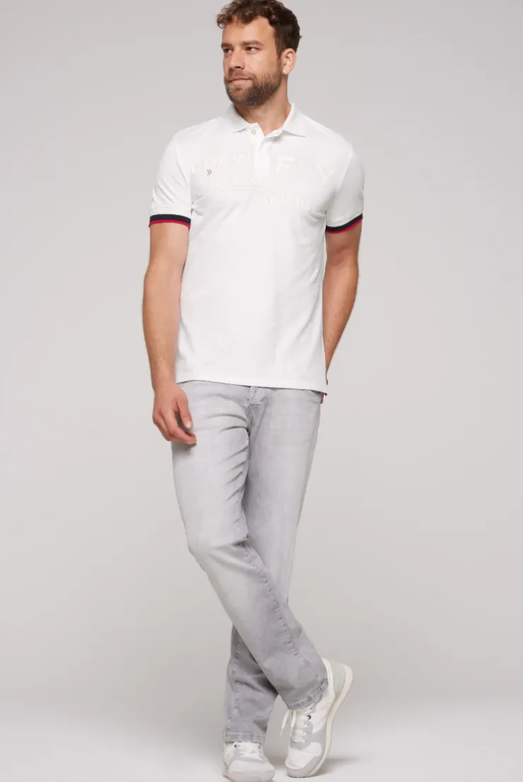 CAMP DAVID & SOCCX Pikee-Polo mit tonigem Rubber Artwork white Clearance
