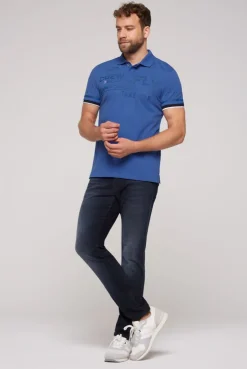 CAMP DAVID & SOCCX Pikee-Polo mit tonigem Rubber Artwork strong blue strongblue Best