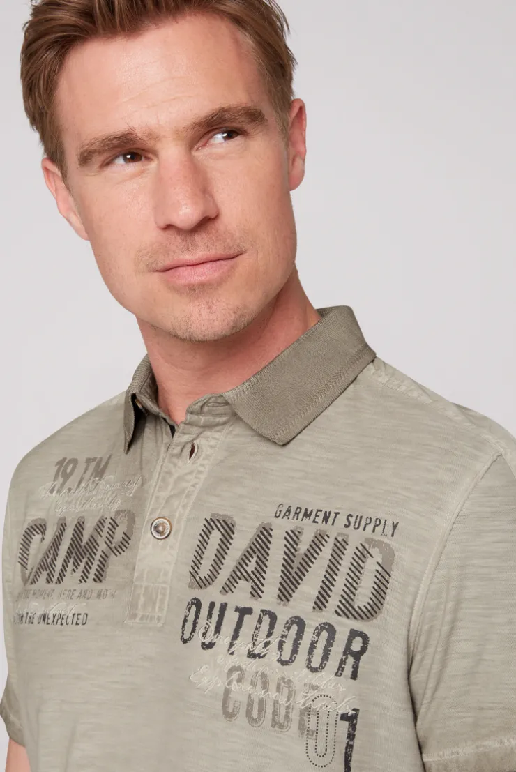 CAMP DAVID & SOCCX Polo mit Schultertapes und Logo Artwork fossil brown fossilbrown Sale