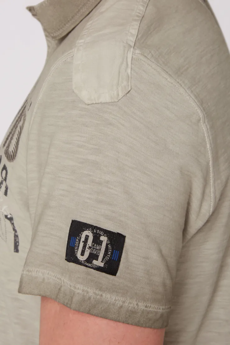 CAMP DAVID & SOCCX Polo mit Schultertapes und Logo Artwork fossil brown fossilbrown Sale