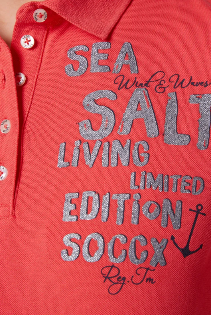 CAMP DAVID & SOCCX Poloshirt aus Pikee mit Glitter Print skipper red skipperred Online
