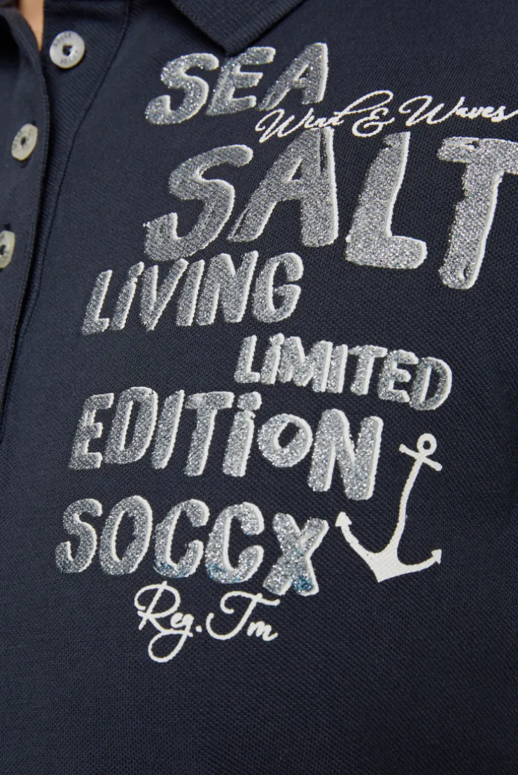 CAMP DAVID & SOCCX Poloshirt aus Pikee mit Glitter Print classic navy classicnavy Online